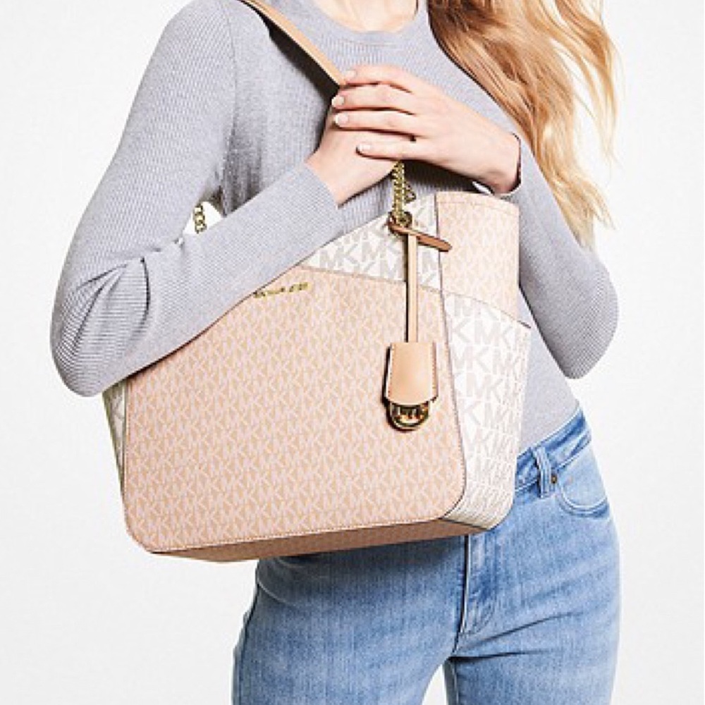 MICHAEL KORS Jet Set Large Color-Block Logo Tote Bag